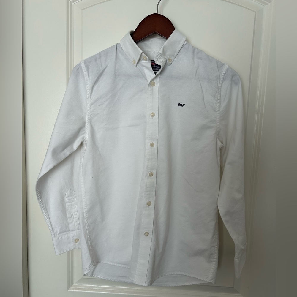 Boys Vineyard Vines White Button Down Shirt Size M